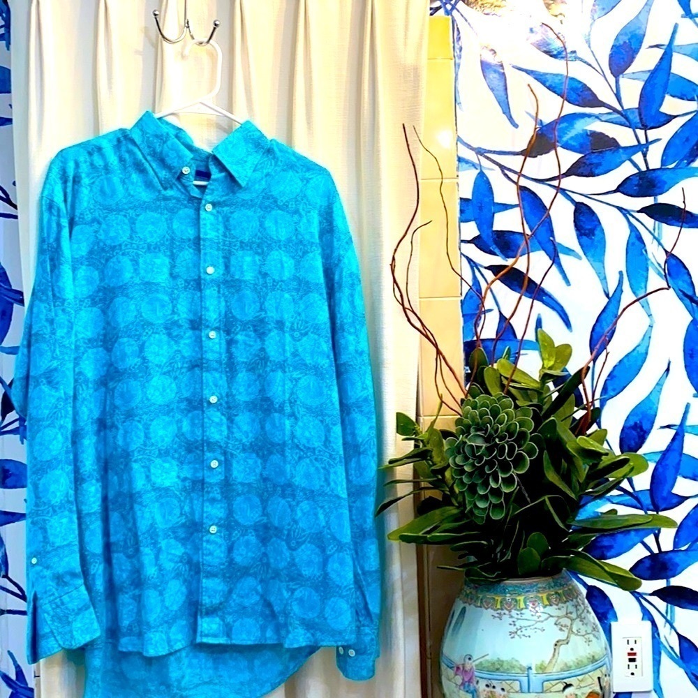 Saltaire Long Sleeve 100% Linen Button Down L